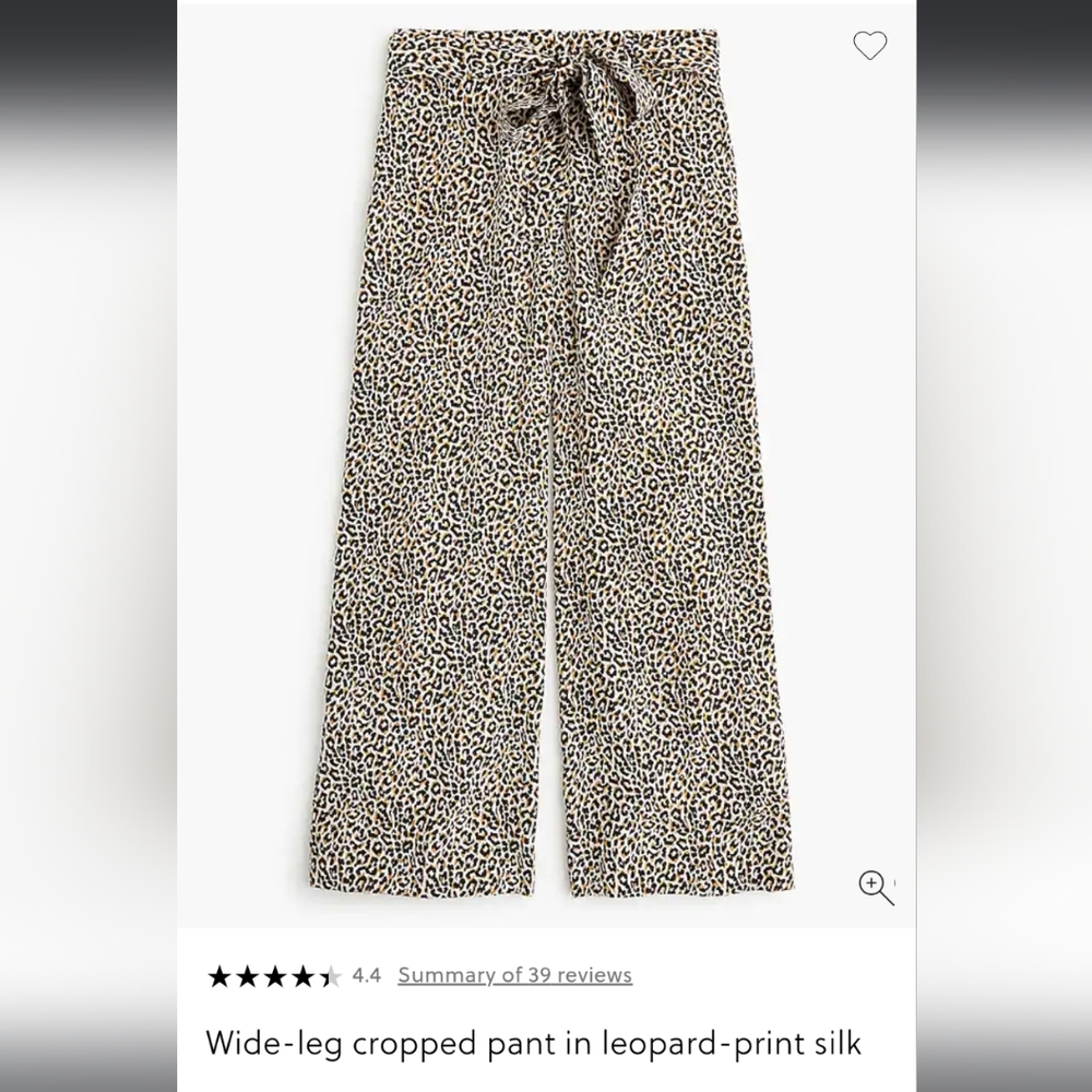 J Crew Wide-Leg Cropped Silk Pants In Leopard Print